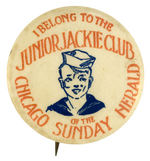 "I BELONG TO THE JUNIOR JACKIE CLUB" CRACKER JACK INSPIRED BUTTON CIRCA 1920S.