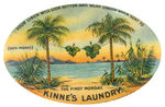 "KINNE'S LAUNDRY" MIRROR WITH "THE FIRST MONDAY" GARDEN OF EDEN SCENE.