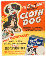 "KELLOGG'S KELLIE THE GRO-PUP CLOTH DOG" STORE POSTER & CLOTH SHEET.