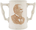 McKINLEY/BRYAN 1896 TWO HANDLED BEER MUG.