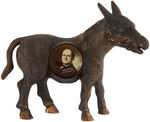 "WM. J. BRYAN FOR PRESIDENT" CELLULOID SET IN CAST IRON DONKEY.