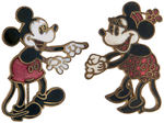 MICKEY AND MINNIE MOUSE CLASSIC 1930s ENAMEL ON BRASS FIGURAL PINS.