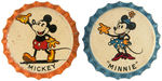 MICKEY MOUSE BEVERAGES LOT OF FOUR BOTTLE CAPS PLUS FOUR ADDITIONAL PIECES.