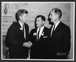 JFK WEARING MCGOVERN FOR SENATOR BUTTON POSING WITH THE CANDIDATE