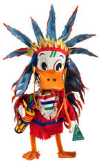 DONALD DUCK AS AN INDIAN CHIEF LARGE & IMPRESSIVE ITALIAN DOLL.