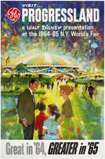 WALT DISNEY PROGRESSLAND 1964-1965 NEW YORK WORLD'S FAIR POSTER & PROGRAM.