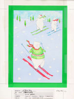 CHRISTMAS THEME ORIGINAL GREETING CARD PAINTINGS GROUP OF FIVE.