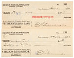 TARZAN CREATOR EDGAR RICE BURROUGHS PAIR OF LATE 1930S SIGNED CHECKS.