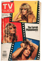 FARRAH FAWCETT LARGE MATTED “TV GUIDE COVER PORTRAIT” WITH MATCHING 1977 TV GUIDE.