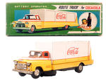 "BATTERY OPERATED ROUTE TRUCK FOR COCA-COLA."