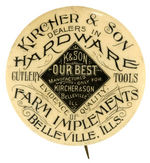 ORNATE TYPOGRAPHY PROMOTES DEALER IN HARDWARE/CUTLERY/TOOLS/FARM IMPLEMENTS.
