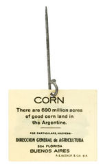 CELLULOID FLIP STICKPIN PROMOTING "CORN."