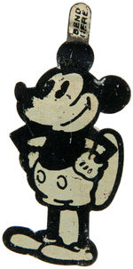 “MICKEY MOUSE RARE AND EARLY 1930s LARGE DIE CUT TIN TAB AND “GERMANY” PIN.