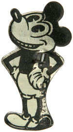 “MICKEY MOUSE RARE AND EARLY 1930s LARGE DIE CUT TIN TAB AND “GERMANY” PIN.