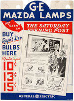 DISNEY "G-E MAZDA LAMPS" LIGHTBULBS STORE DISPLAY.