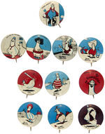 AL CAPP’S GROUP OF ELEVEN SHMOO BUTTONS.