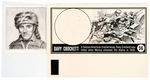 TOPPS FAMOUS AMERICANS STAMPS ORIGINAL ART FOR DAVY CROCKETT STAMP.