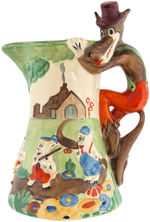 BIG BAD WOLF & THE THREE LITTLE PIGS LARGE & ELABORATE WADEHEATH CERAMIC PITCHER.