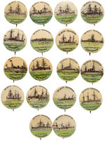 “THE WHITE SQUADRON” COMPLETE SET OF 18 BUTTONS FROM 1898.