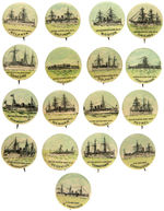 “UNITED STATES WARSHIP” COMPLETE SET OF 17 BUTTONS C. 1897.