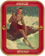 "DRINK COCA-COLA" 1941 SERVING TRAY WITH ICE-SKATING GIRL.