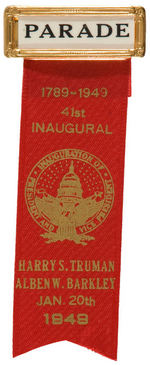 HARRY S. TRUMAN INAUGURAL "PARADE" BADGE.