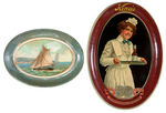 FIVE PIECE ADVERTISING TIP TRAY LOT.