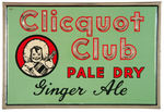 “CLIQUOT CLUB PALE DRY GINGER ALE” TIN LITHO OVER CARDBOARD SIGN.