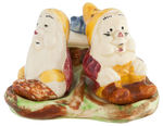 SNOW WHITE AND THE SEVEN DWARFS WADEHEATH CERAMIC CONDIMENT SET PAIR.