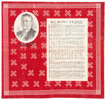 "WE WANT TEDDY" SHEET MUSIC AND PORTRAIT ON 1912 BANDANNA.