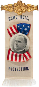 PAIR OF McKINLEY "HOME RULE, PROTECTION" AND JUGATE RIBBONS.