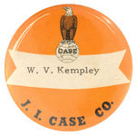 "J.I. CASE CO" COMPANY BUTTON WITH EMPLOYEE NAME.