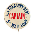 HIGH RANK "CAPTAIN" LARGE BUTTON FOR "5TH WAR LOAN."