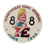 PHILADELPHIA HIGH SCHOOL GRADUATION BUTTON PICTURING COMIC CHARACTER FROM 1946.