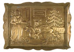 CHRISTMAS "COMPLIMENTS OF THE SEASON" BRASS  TRAY WITH SANTA.