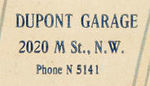 "DUPONT GARAGE" DIE-CUT EMBOSSED CAR CALENDAR BACK.