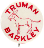 OUTSTANDING 1948 "TRUMAN BARKLEY" DONKEY BUTTON.