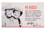 ROY ROGERS AND DALE EVANS FUND RAISING ENVELOPE PLUS PAIR OF TIN TABS.