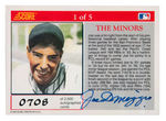 1992 SCORE JOE DIMAGGIO "THE MINORS" SGC CARD PAIR WITH LIMITED AUTOGRAPHED CARD.