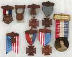 LADIES OF THE G.A.R. AND WOMAN’S RELIEF CORPS TWENTY-FOUR RIBBONS AND BADGES.