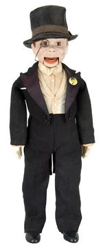 "CHARLIE McCARTHY" COMPOSITION DOLL WITH BUTTON.