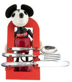 "MICKEY MOUSE" EXTREMELY RARE BOXED SET W/WOOD FIGURE & UTENSILS.