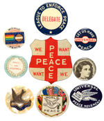 WORLD WAR I ERA PEACE BUTTONS INCLUDING "DELEGATE/LEAGUE TO ENFORCE PEACE."