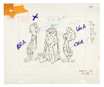 THE FLINTSTONES ANIMATION PRODUCTION ORIGINAL LEAD PENCIL ART.