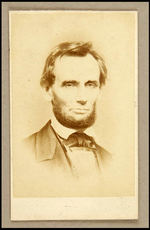 LINCOLN CARTE DE VISITE WITH ARTIST-ADDED BEARD.