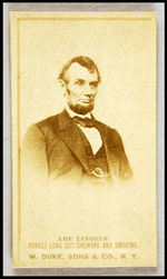 "ABE LINCOLN" 1880s TOBACCO CARD.