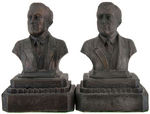 "FRANKLIN D. ROOSEVELT" PAIR OF BUST BOOKENDS IN WHITE METAL.