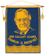 "OUR GALLANT LEADER/FRANKLIN D. ROOSEVELT" HEAVY FELT BANNER ON DOWEL.