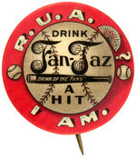 BASEBALL THEME “DRINK FAN TAZ” ADVERTISING BUTTON AND CPB EXAMPLE.