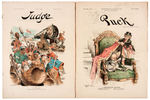 PUCK AND JUDGE COMPLETE ISSUES WITH GREAT POLITICAL CARTOONS SPANNING 1883-1904.